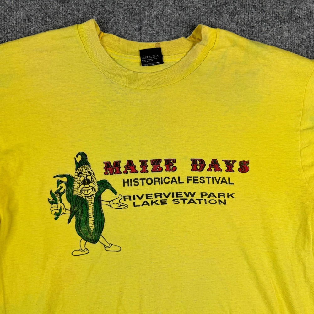 Screen Stars Best T Shirt Mens XL Yellow Maize Days Festival Vintage USA Made